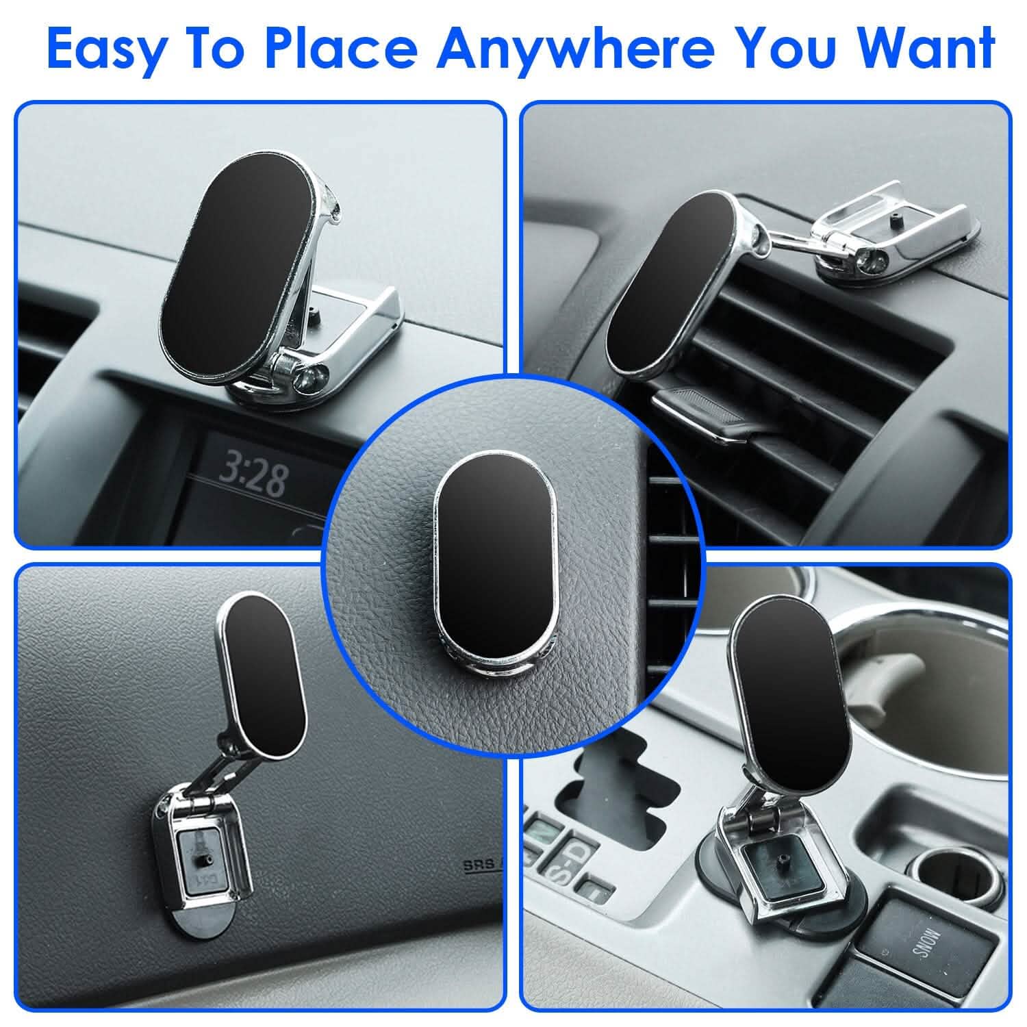 Lot de 2 supports de téléphone de voiture magnétiques pliables