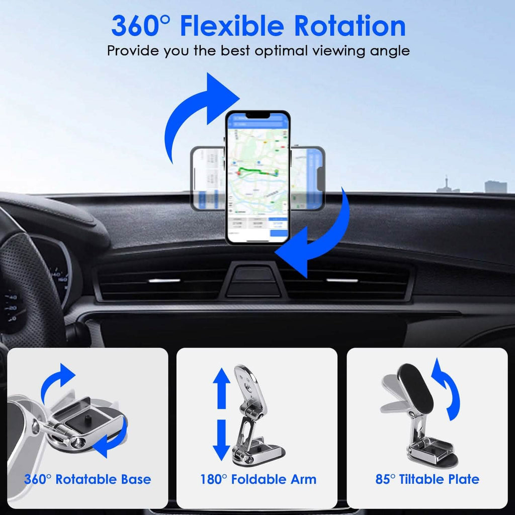 Lot de 2 supports de téléphone de voiture magnétiques pliables