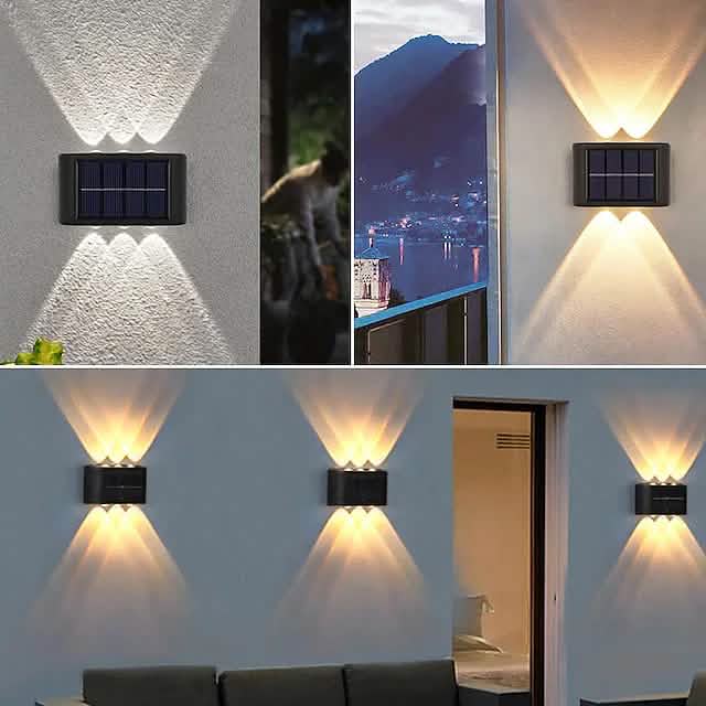 Lot de 2 appliques murales solaires étanches à LED pour extérieur