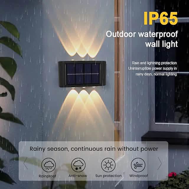 Lot de 2 appliques murales solaires étanches à LED pour extérieur