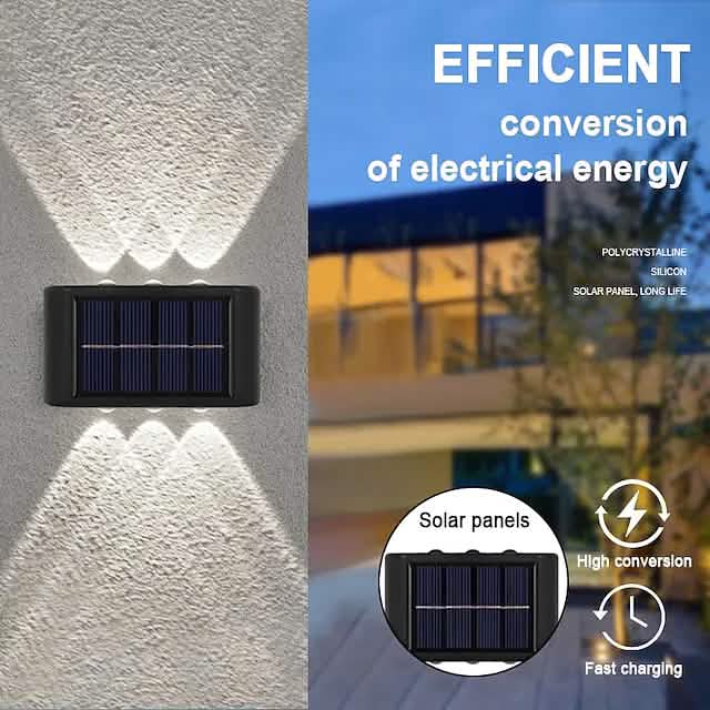 Lot de 2 appliques murales solaires étanches à LED pour extérieur