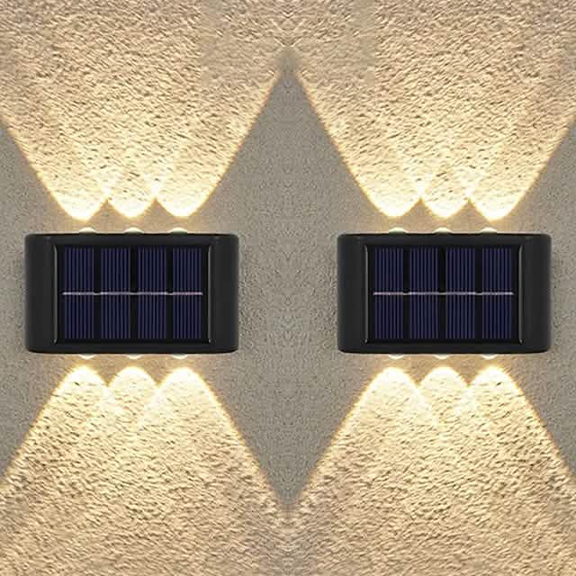 Lot de 2 appliques murales solaires étanches à LED pour extérieur