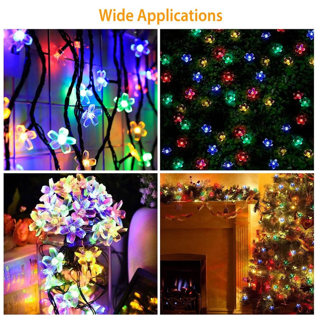 2 pièces : Guirlande lumineuse solaire 50 LED Fleur de Sakura