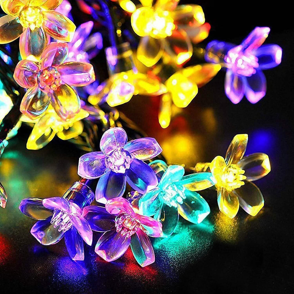 2 pièces : Guirlande lumineuse solaire 50 LED Fleur de Sakura