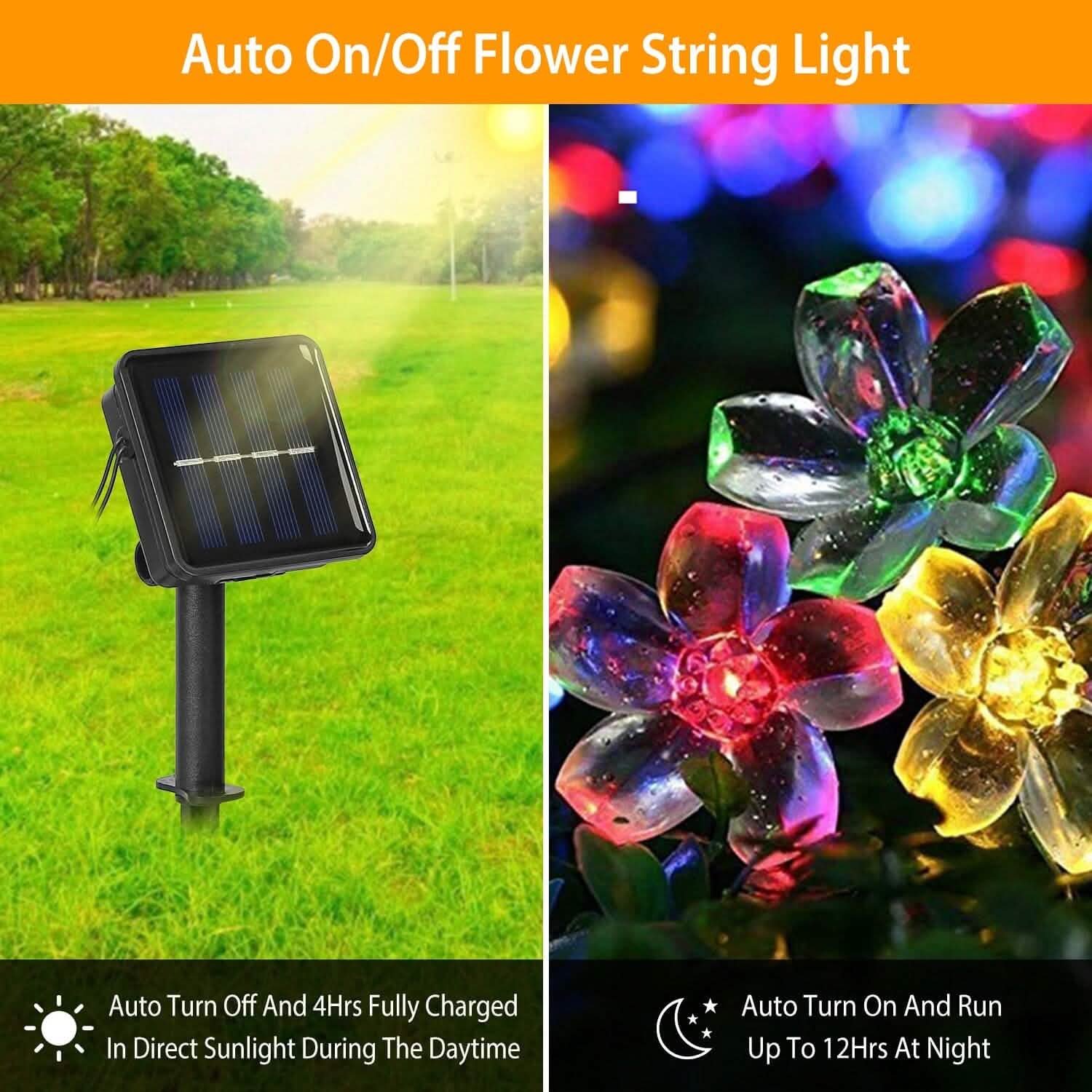 2 pièces : Guirlande lumineuse solaire 50 LED Fleur de Sakura
