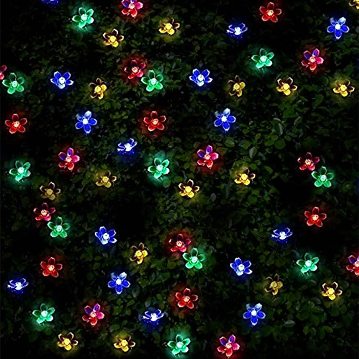 2 pièces : Guirlande lumineuse solaire 50 LED Fleur de Sakura