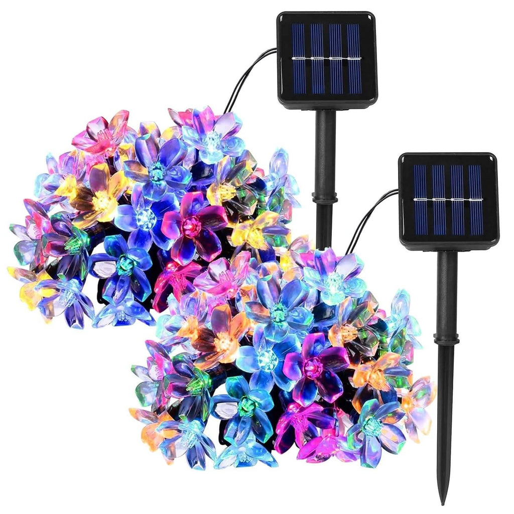 2 pièces : Guirlande lumineuse solaire 50 LED Fleur de Sakura