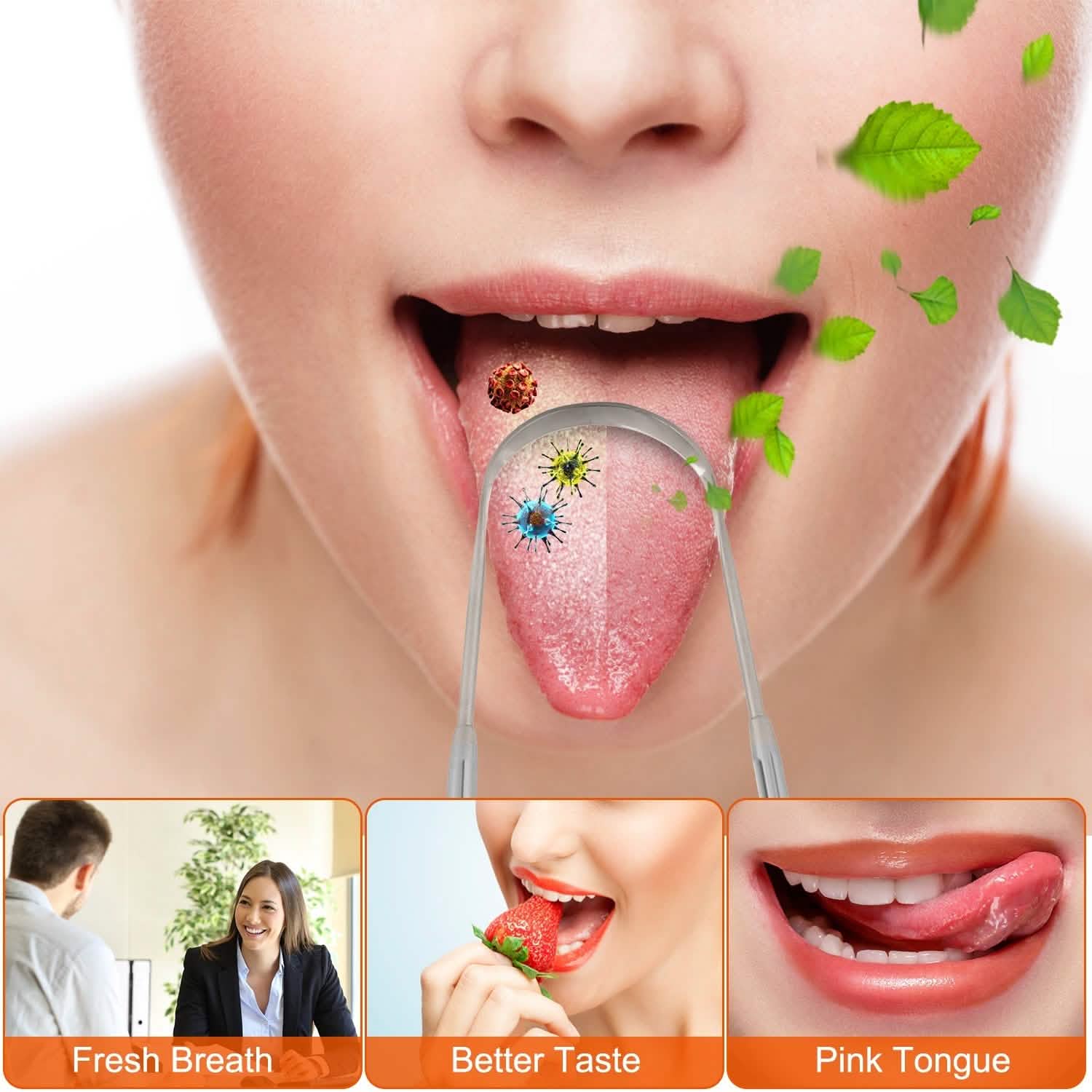 Lot de 2 : Nettoyeurs de langue en acier inoxydable