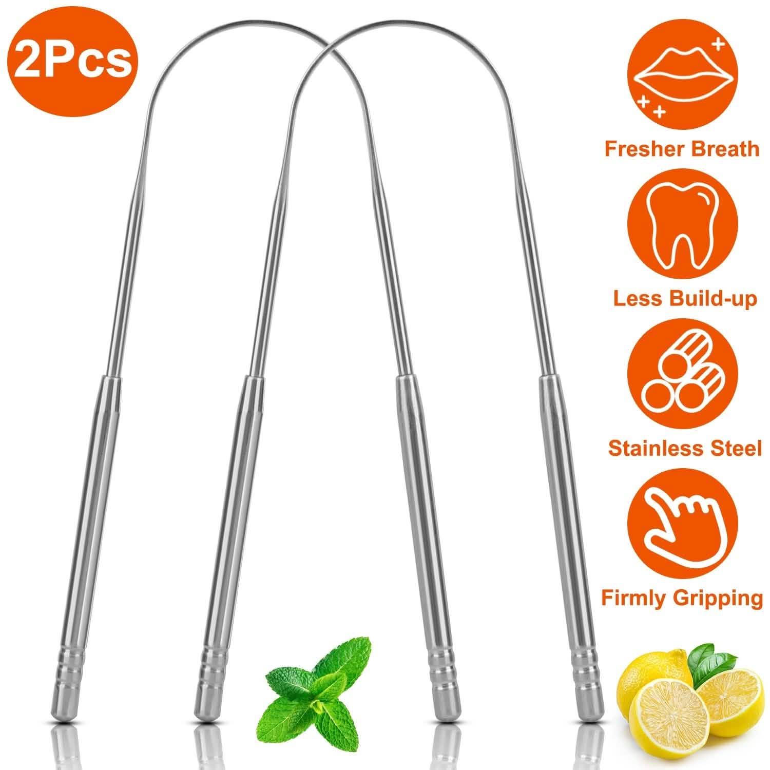 Lot de 2 : Nettoyeurs de langue en acier inoxydable