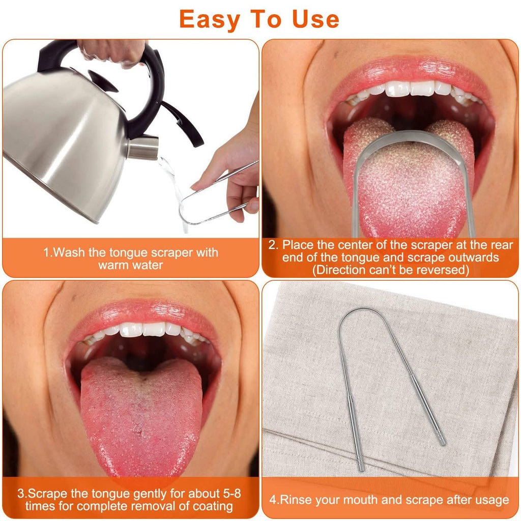 Lot de 2 : Nettoyeurs de langue en acier inoxydable