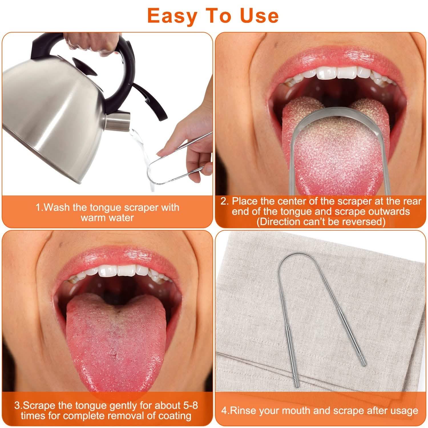 Lot de 2 : Nettoyeurs de langue en acier inoxydable