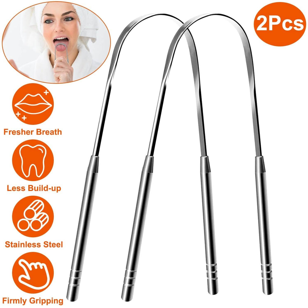 Lot de 2 : Nettoyeurs de langue en acier inoxydable