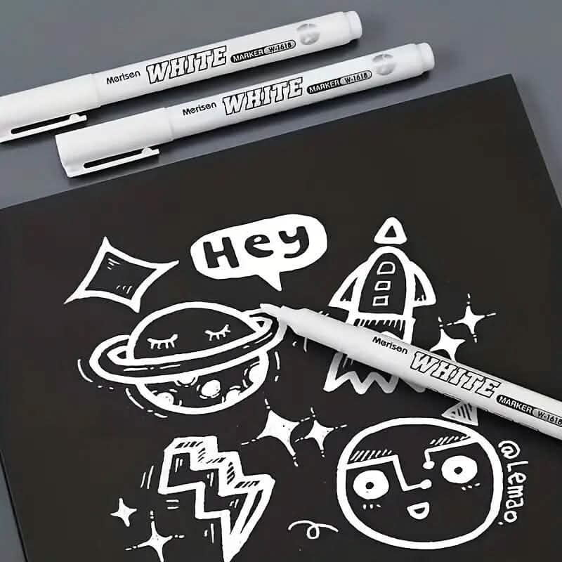 Lot de 2 stylos marqueurs blancs à peinture à l'alcool, gras, imperméables, pour pneus et graffitis