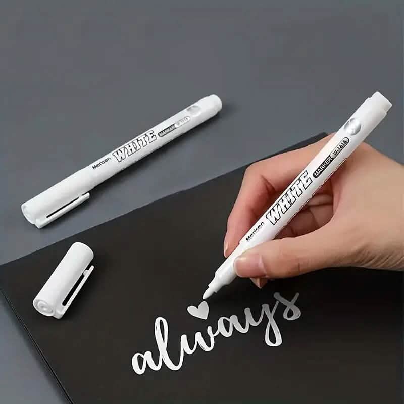 Lot de 2 stylos marqueurs blancs à peinture à l'alcool, gras, imperméables, pour pneus et graffitis