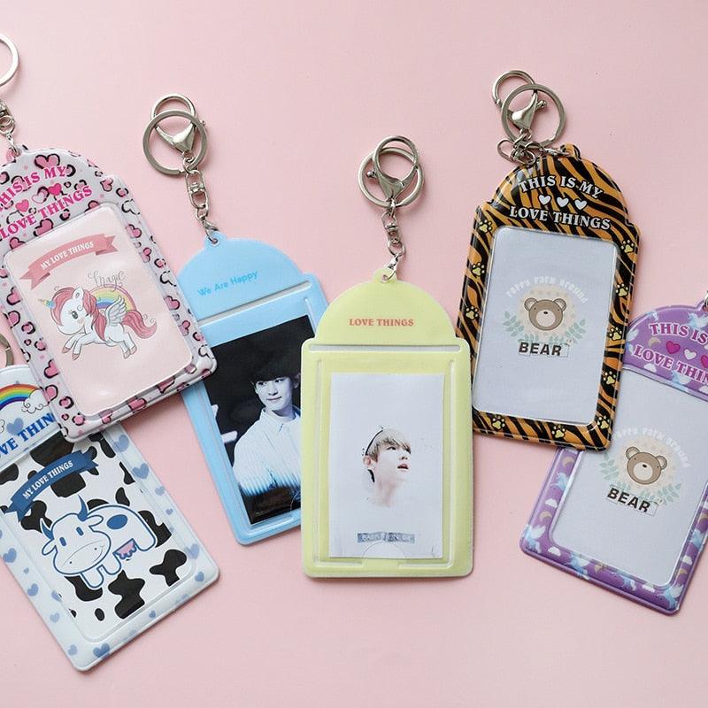 2 pochettes porte-cartes colorées pour mini-autocollants photo et cartes de visite, pour photos 3 pouces (6,35 x 9 cm) avec porte-clés, cadeaux pour la Saint-Valentin