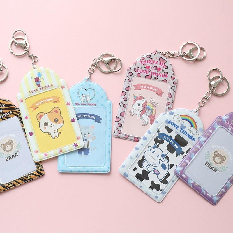 2 pochettes porte-cartes colorées pour mini-autocollants photo et cartes de visite, pour photos 3 pouces (6,35 x 9 cm) avec porte-clés, cadeaux pour la Saint-Valentin