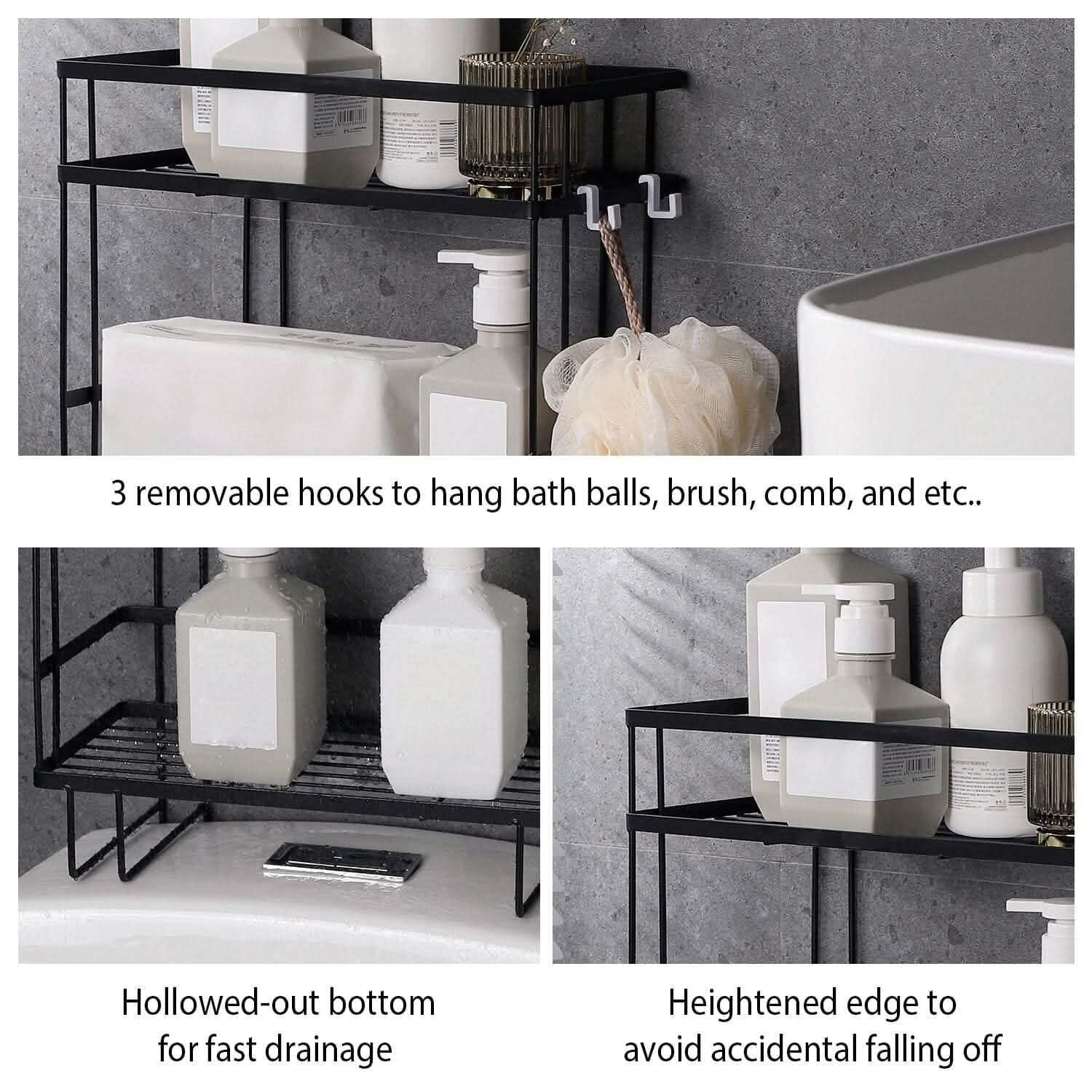 Étagère de rangement à 2 niveaux au-dessus des toilettes