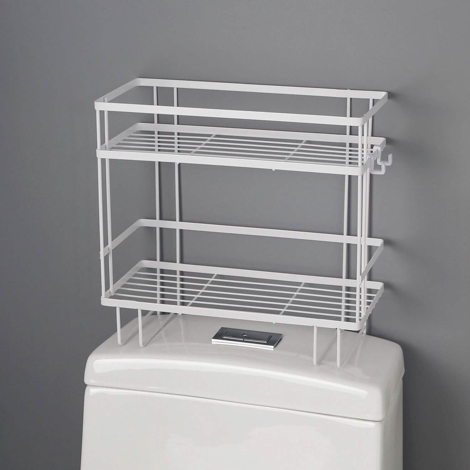 Étagère de rangement à 2 niveaux au-dessus des toilettes