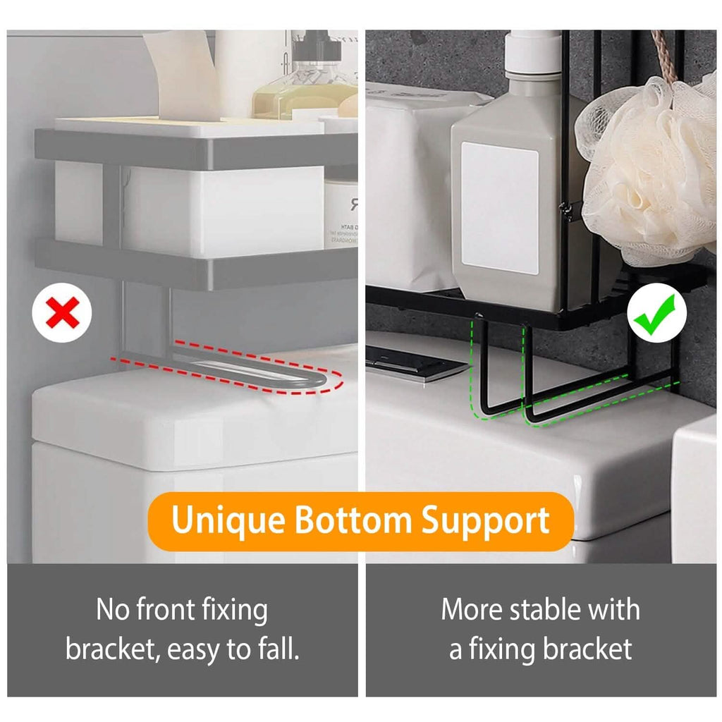 Étagère de rangement à 2 niveaux au-dessus des toilettes