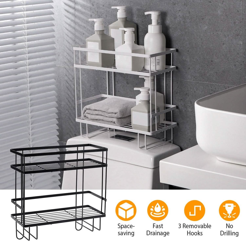 Étagère de rangement à 2 niveaux au-dessus des toilettes
