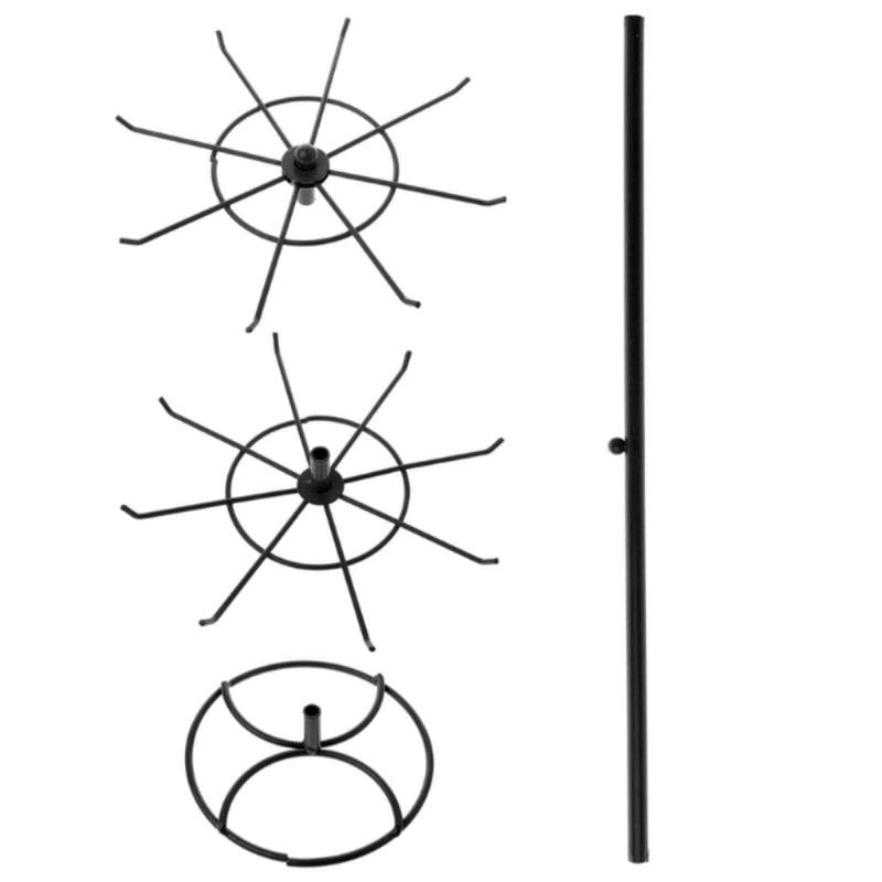 Présentoir à bijoux rotatif à 2 étages, support de rangement pour boucles d'oreilles et colliers, support à bijoux rotatif durable, cintre à bijoux rotatif à 2 étages en métal noir, organisateur de bijoux