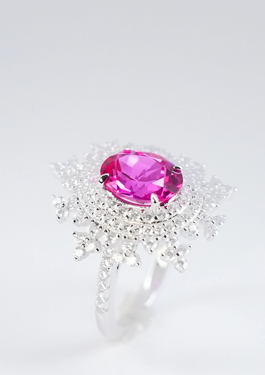 Bague exquise saphir rose - Flocon de neige rose