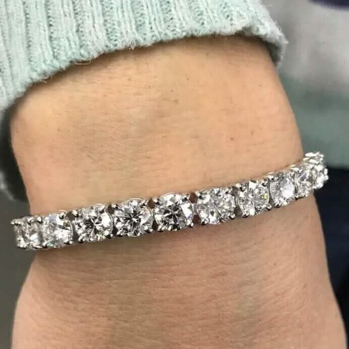 Bracelet de tennis 20 carats en diamants de synthèse et or blanc 14 carats 7"