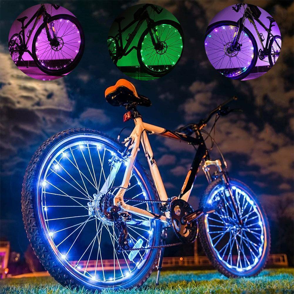20 éclairages de jante de vélo LED, éclairage de roue, chaîne lumineuse pour rayons, bandes lumineuses étanches pour vélo, accessoires de décoration LED étanches pour rayons de vélo pour adultes, belle décoration de vélo de nuit