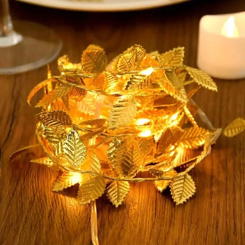 20 Guirlande Lumineuse à LED Feuilles Dorées