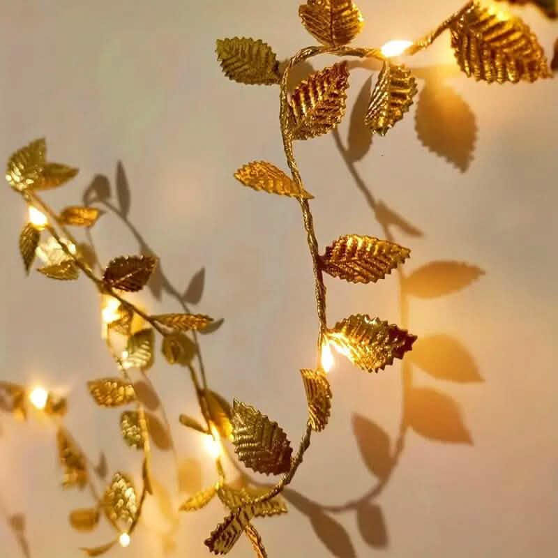 20 Guirlande Lumineuse à LED Feuilles Dorées