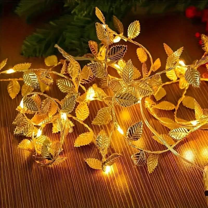 20 Guirlande Lumineuse à LED Feuilles Dorées
