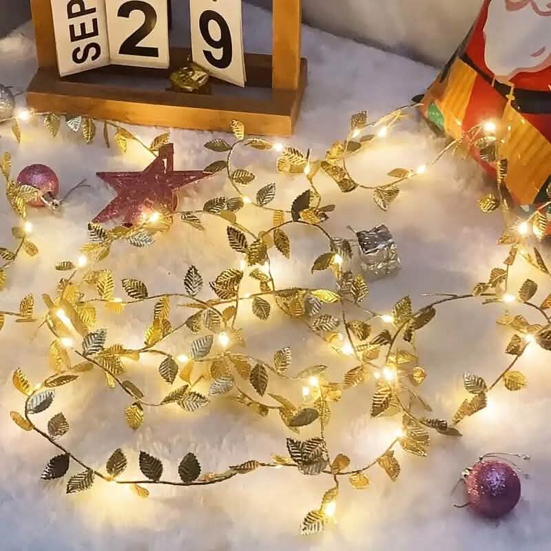 20 Guirlande Lumineuse à LED Feuilles Dorées