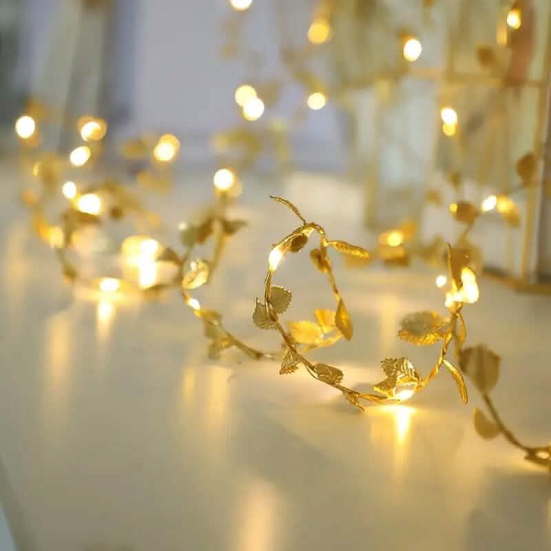 20 Guirlande Lumineuse à LED Feuilles Dorées