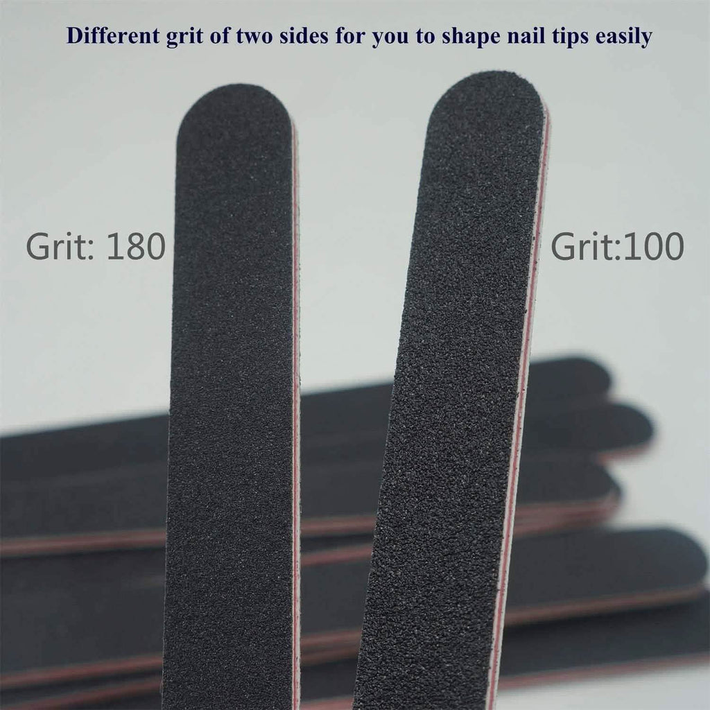 Lot de 20 : Limes à ongles professionnelles double face grain 100/180