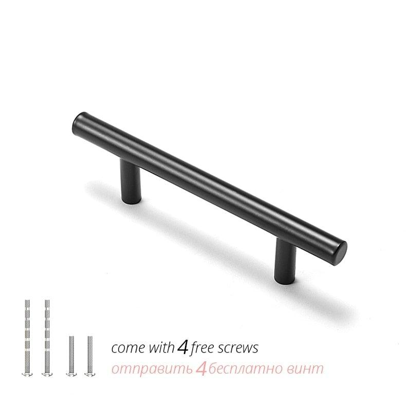 Lot de 20 poignées de cuisine en acier inoxydable brossé or, poignées de porte en T 76mm 96mm, boutons et poignées de meuble noirs, poignées de placard de cuisine en acier inoxydable