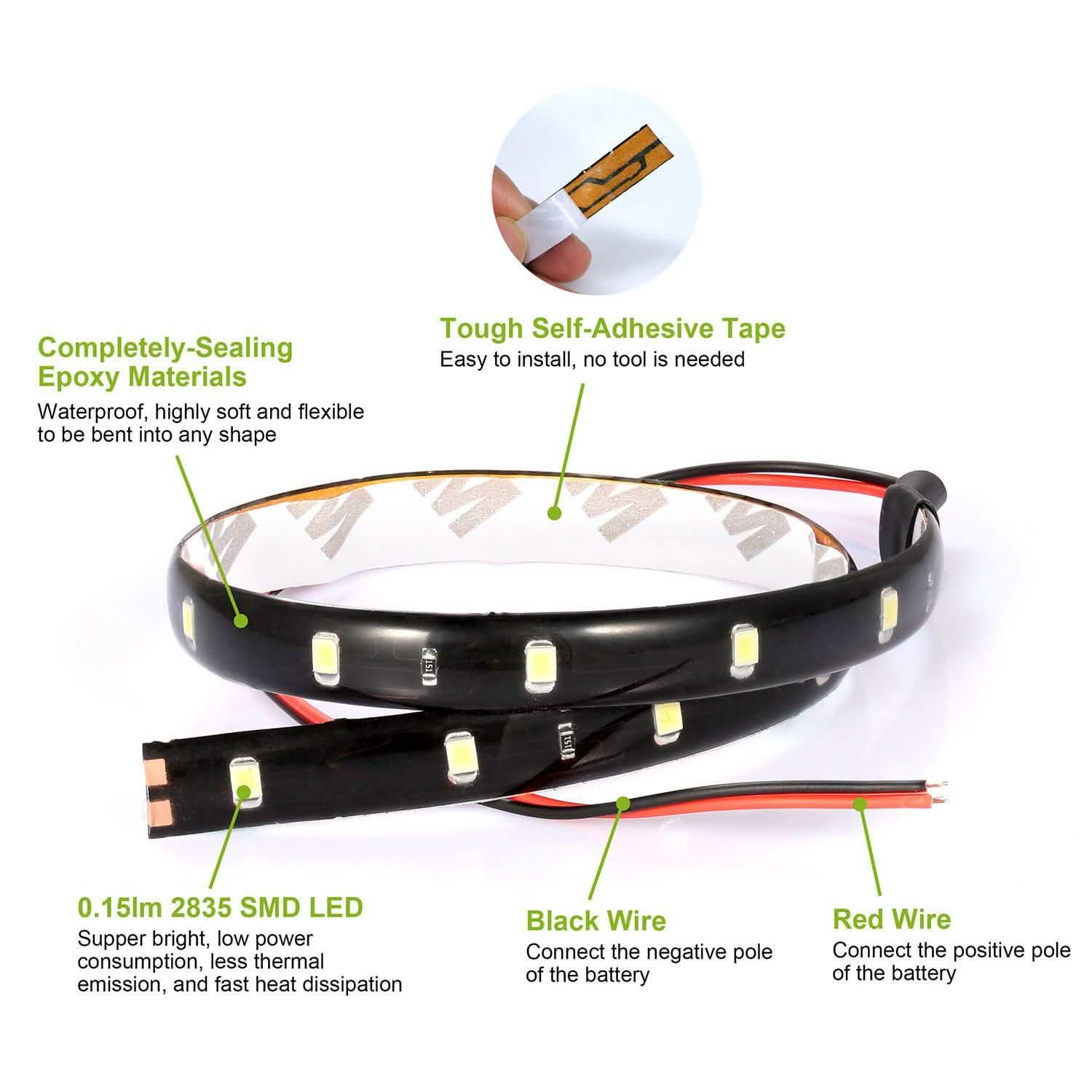 Lot de 20 : Bande lumineuse LED 12 V pour voiture