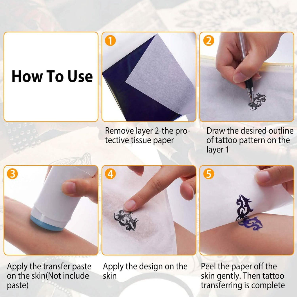 20 pièces : papier de transfert de tatouage 4 couches Kit de tatouage A4