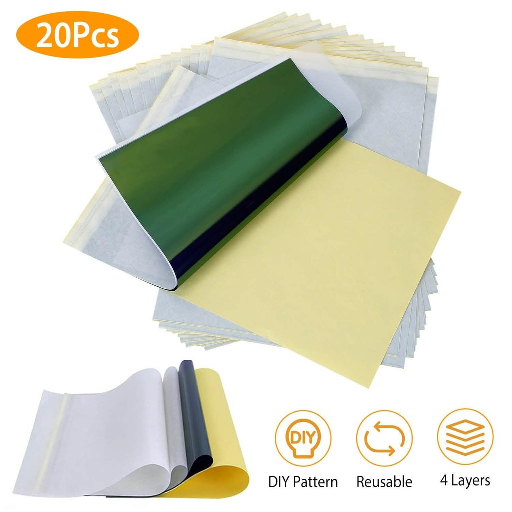 20 pièces : papier de transfert de tatouage 4 couches Kit de tatouage A4