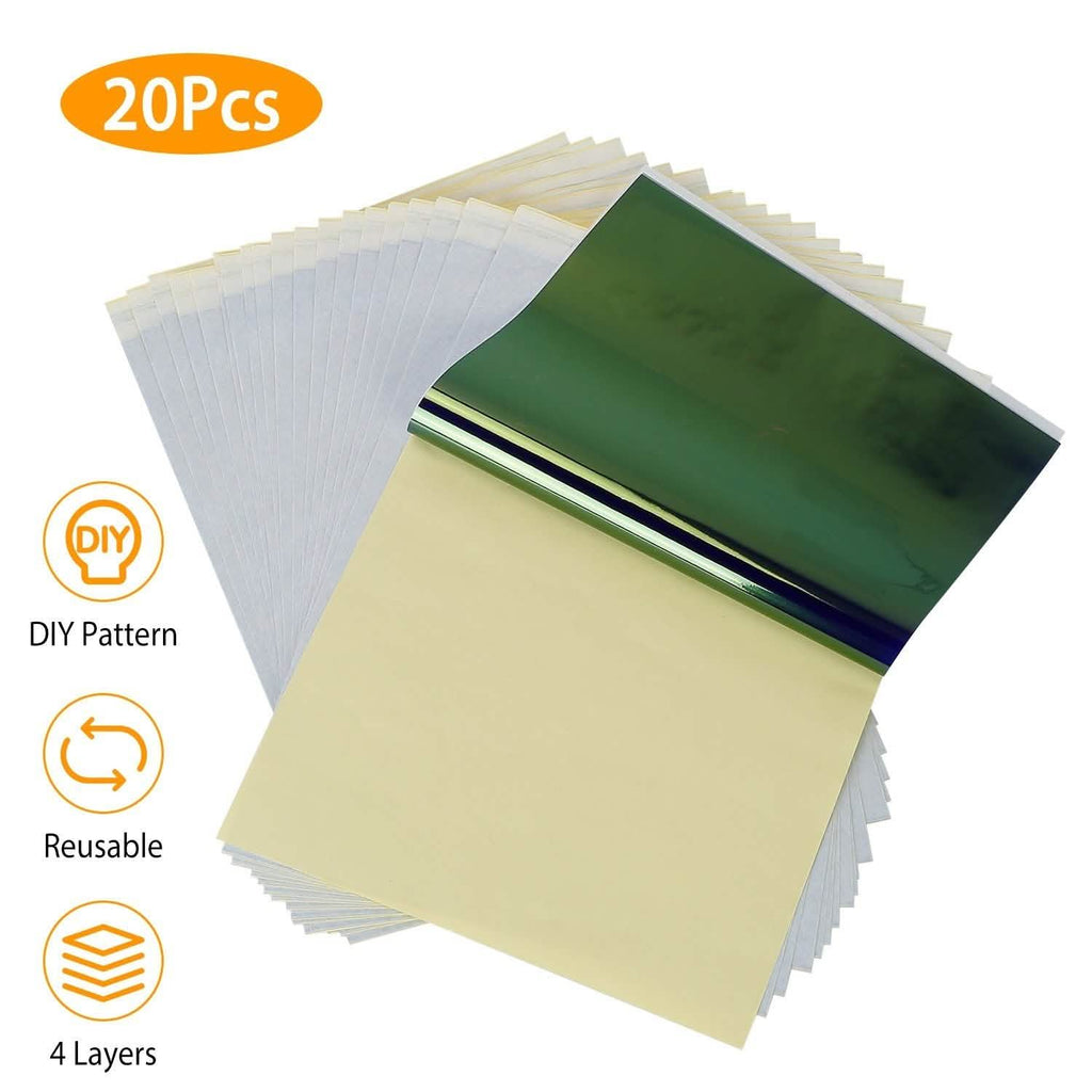 20 pièces : papier de transfert de tatouage 4 couches Kit de tatouage A4