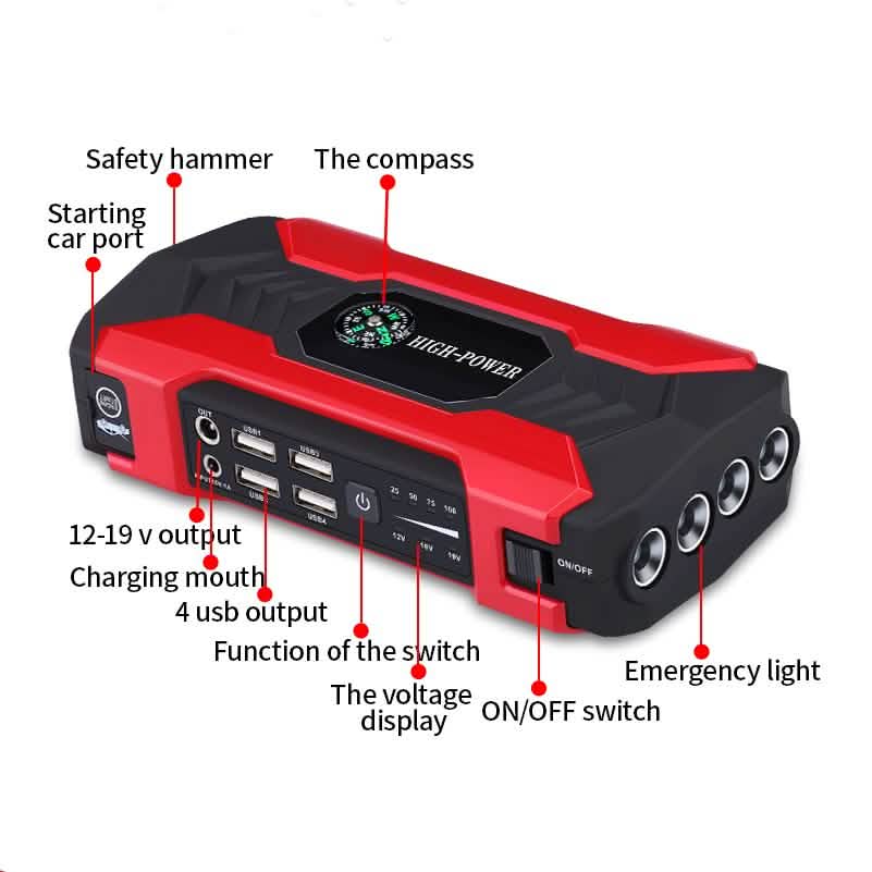 Batterie externe 20000mAh pour démarrage de voiture 200-600A Chargeur portable Booster de voiture