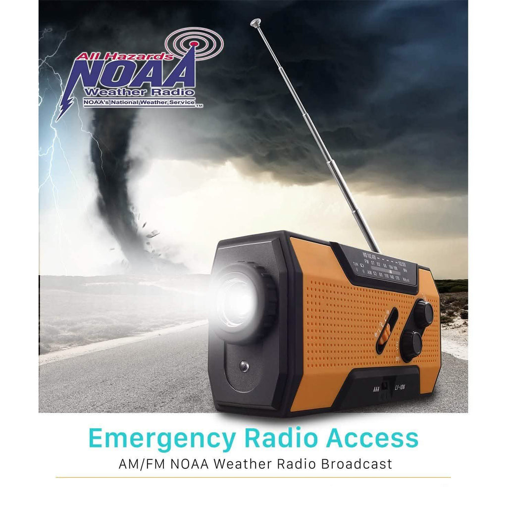 Radio météo d'urgence NOAA 2000 mAh avec banque d'alimentation portable et recharge solaire