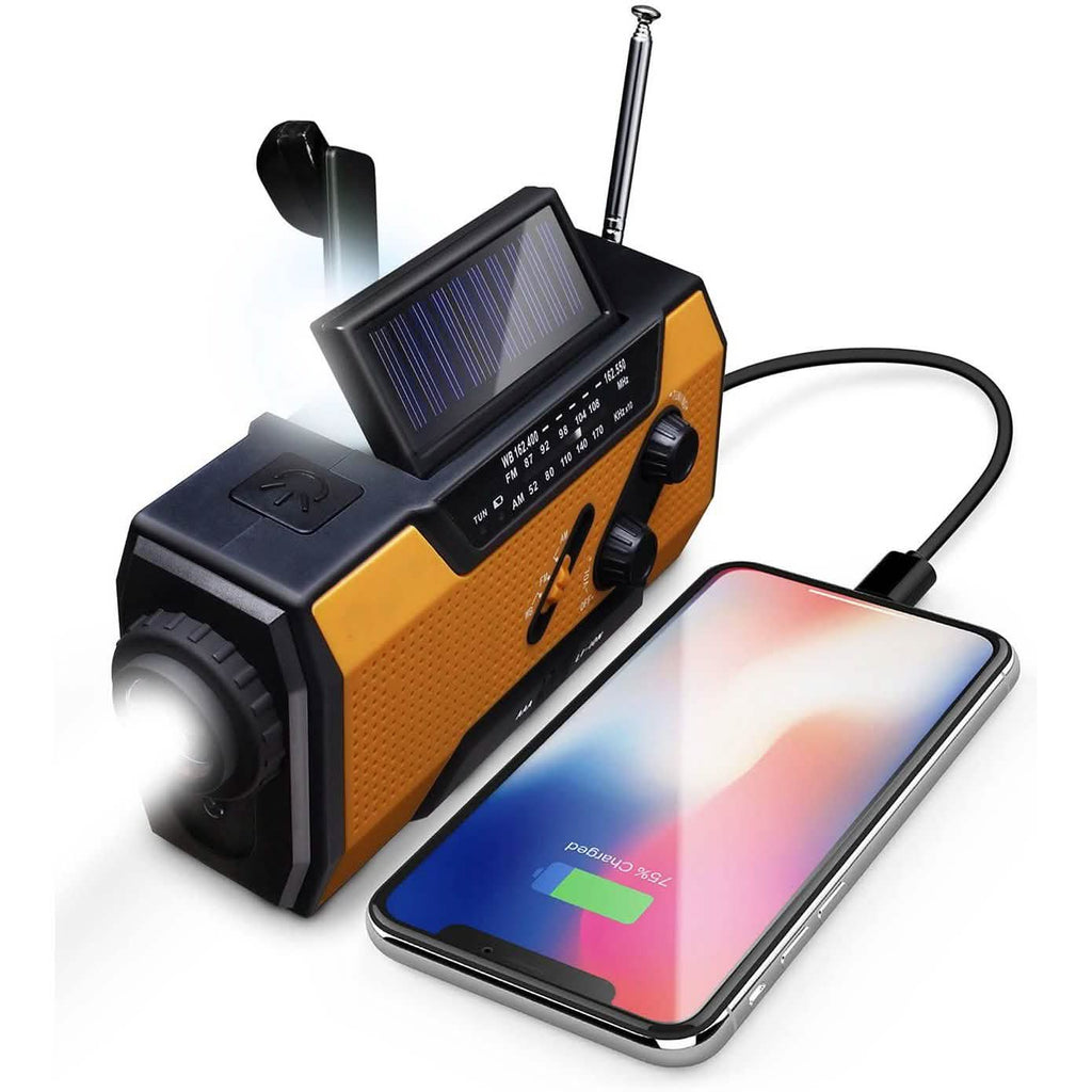 Radio météo d'urgence NOAA 2000 mAh avec banque d'alimentation portable et recharge solaire
