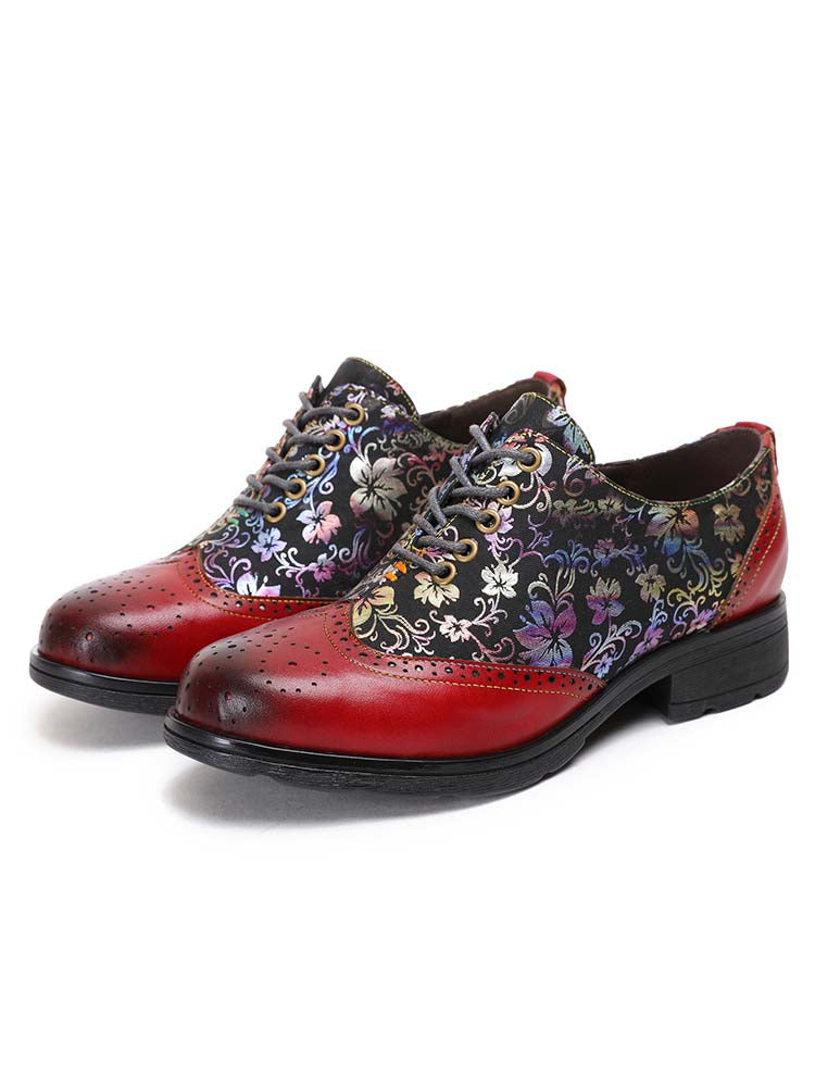 Chaussures plates richelieu faites main Karter Flower