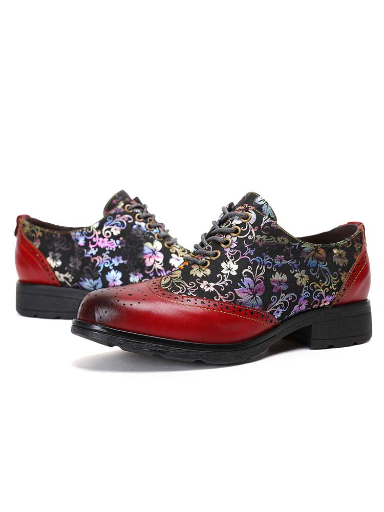 Chaussures plates richelieu faites main Karter Flower