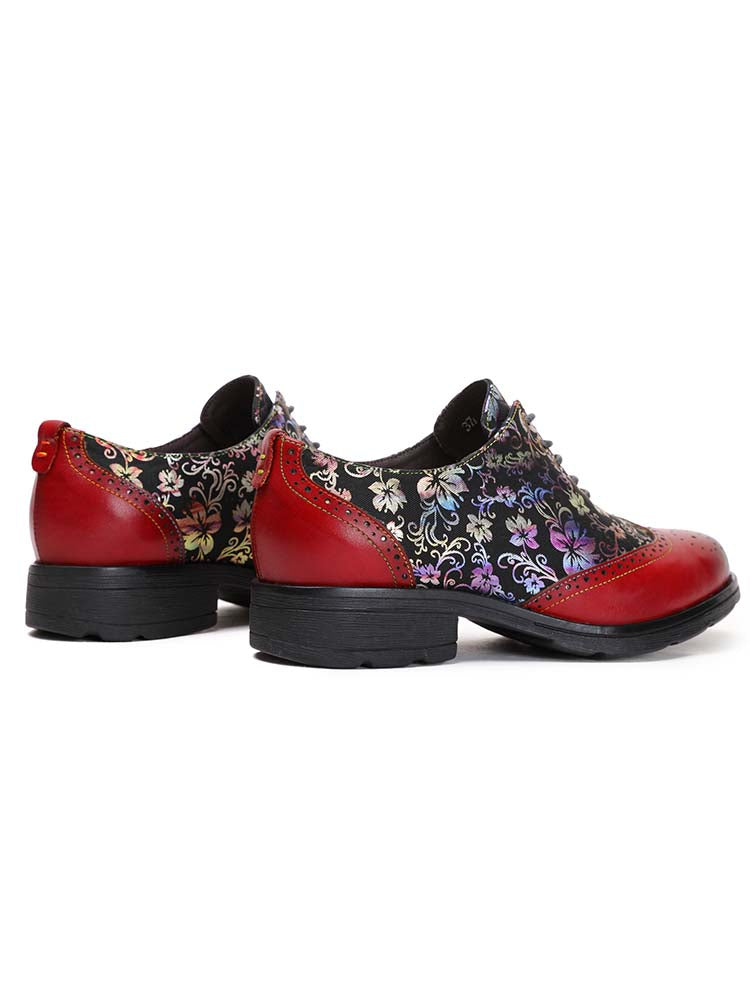 Chaussures plates richelieu faites main Karter Flower