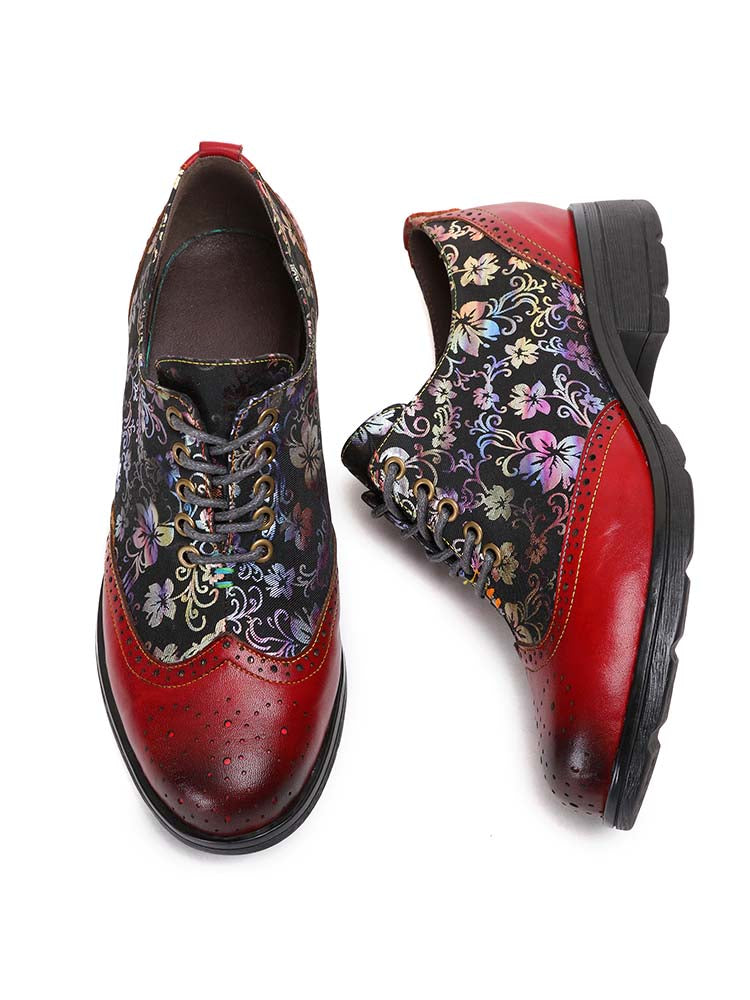 Chaussures plates richelieu faites main Karter Flower