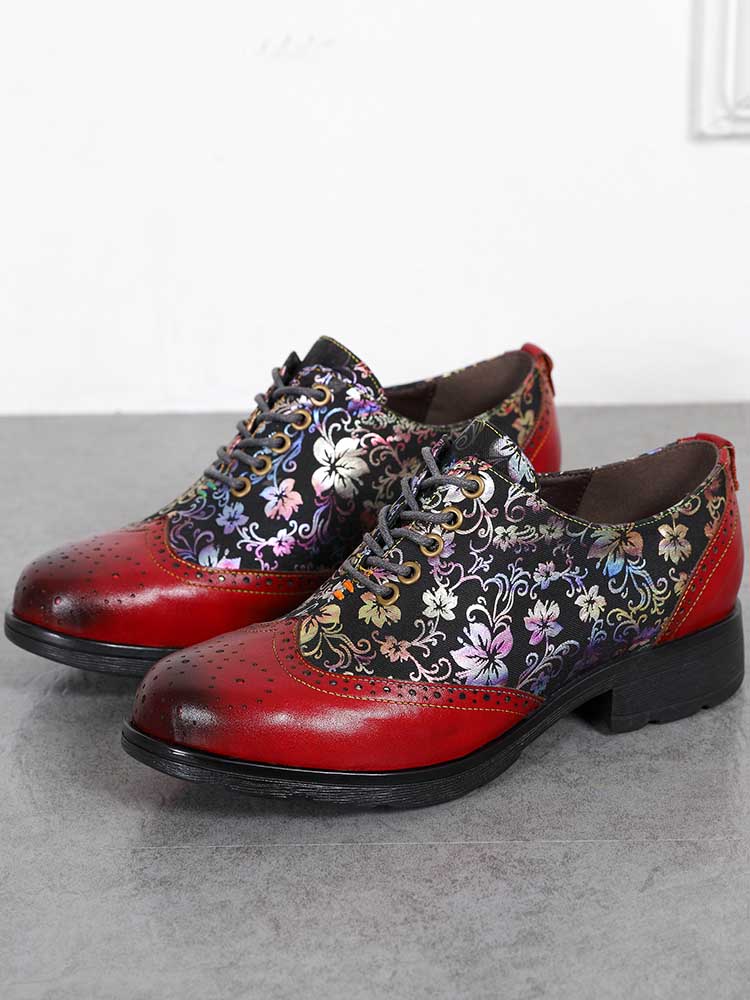 Chaussures plates richelieu faites main Karter Flower