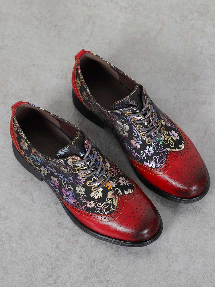 Chaussures plates richelieu faites main Karter Flower