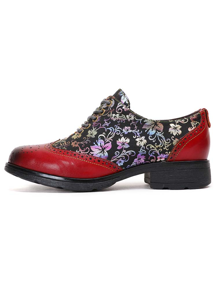 Chaussures plates richelieu faites main Karter Flower
