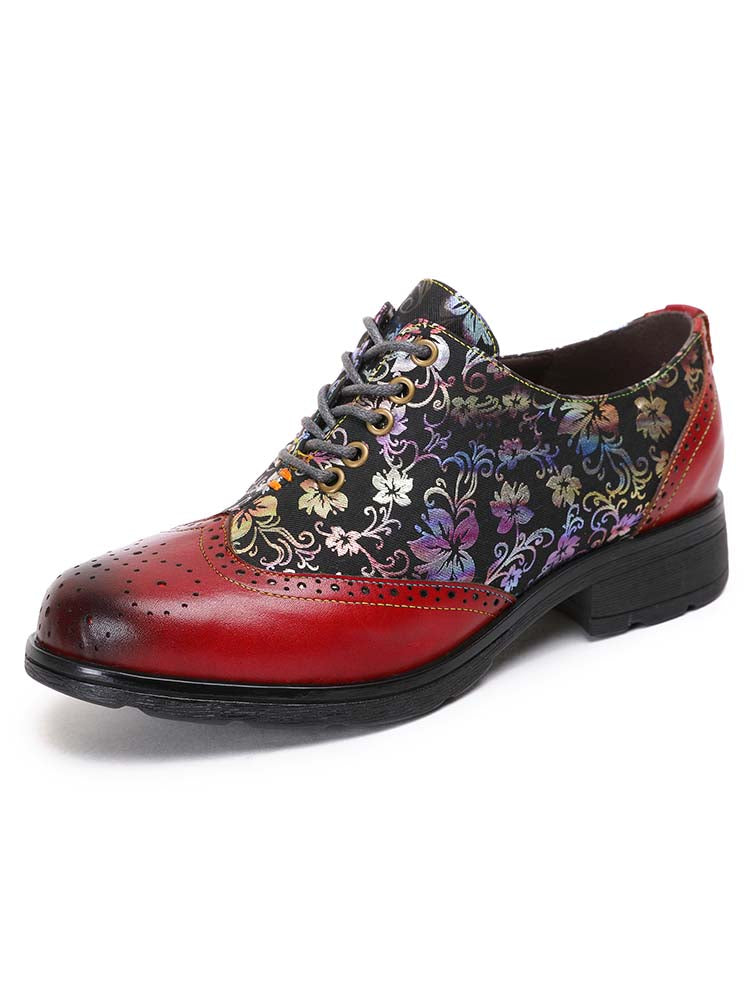 Chaussures plates richelieu faites main Karter Flower